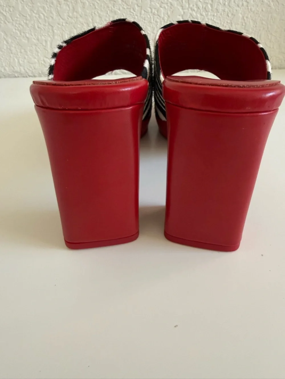 Jeffrey Campbell Red Mules with Black-and-White Zebra Strap | Size 9 | NWOT - Picture 5 of 13